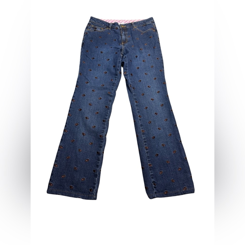 🌸 VINTAGE WHITE LABEL Lilly Pulitzer Embroidered Bootcut Jeans Sz 6 Dog Print 🌸